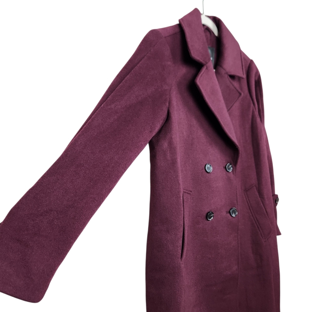 Talbots Double Breasted Wool Blend Car Coat Plum Wine Purple Gala Womens Size S - Picture 4 of 14
